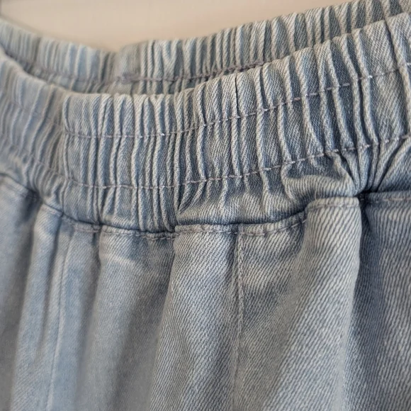 Adidas Always Original Denim Track Pants Jeans Wide Leg Light Blue Wash Small - Picture 14 of 17